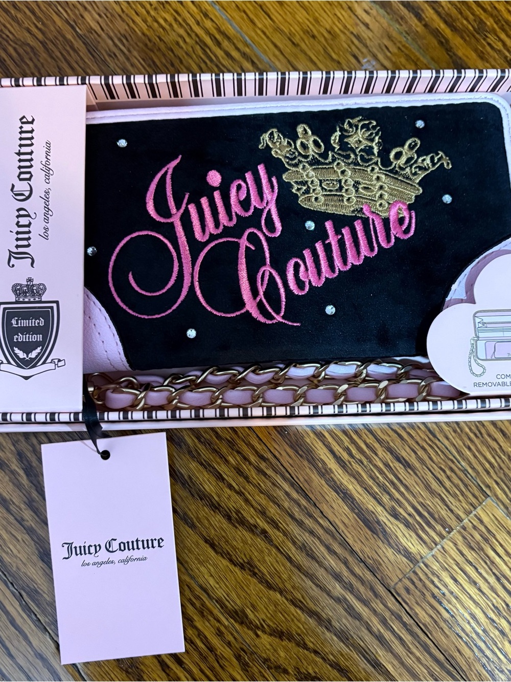 Juicy Couture Black & Pink Embroidered Crossbody Wallet - Juicy Couture